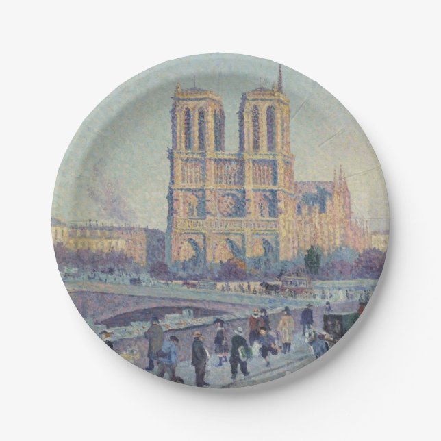 Notre Dame Cathedral Paris - Klassische Malerei Pappteller (Vorderseite)