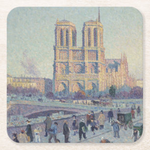 Notre Dame Cathedral Paris - Klassische Malerei Rechteckiger Pappuntersetzer