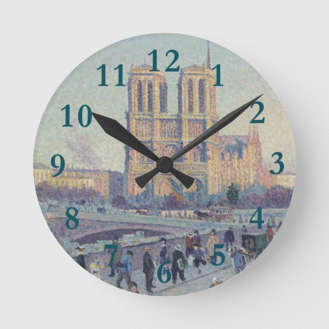 Notre Dame Cathedral Paris - Klassische Malerei Runde Wanduhr (Vorderseite)