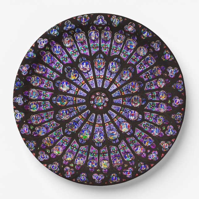 Notre Dame Cathedral Paris Rose Window Pappteller (Vorderseite)