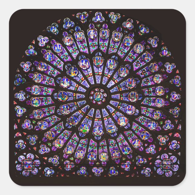 Notre Dame Cathedral Paris Rose Window Quadratischer Aufkleber (Vorderseite)