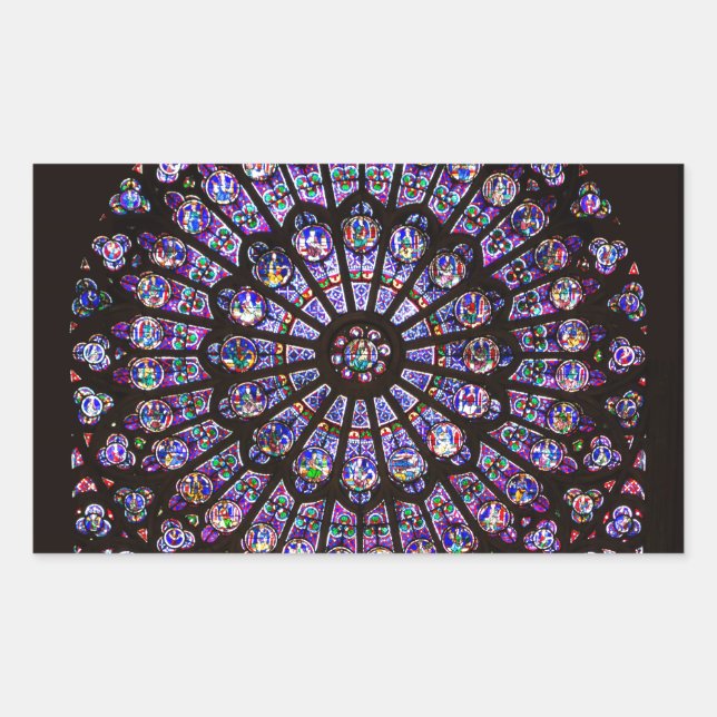 Notre Dame Cathedral Paris Rose Window Rechteckiger Aufkleber (Vorderseite)