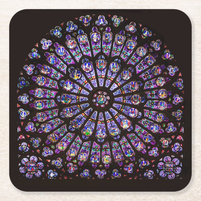 Notre Dame Cathedral Paris Rose Window Rechteckiger Pappuntersetzer (Vorderseite)