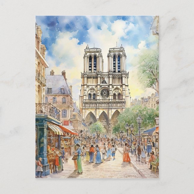Notre Dame Cathedral Pariser Szene Kunst Postkarte (Vorderseite)