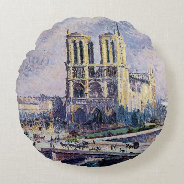 Notre Dame Cathedral Rundes Kissen (Vorderseite)