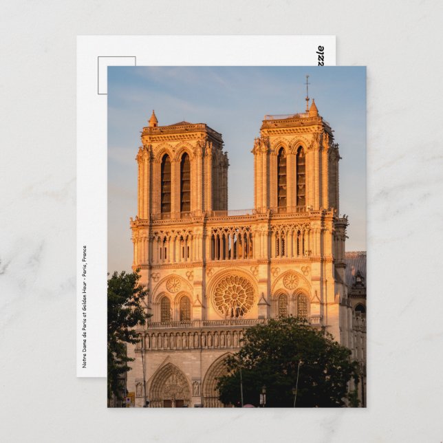 Notre Dame de Paris at Golden Hour - Paris, Frankr Postkarte (Vorne/Hinten)