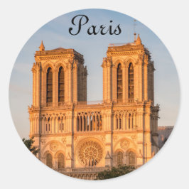 Notre Dame de Paris at Golden Hour - Paris, Frankr Runder Aufkleber