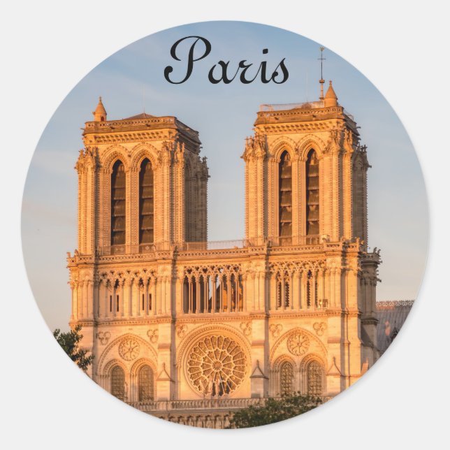 Notre Dame de Paris at Golden Hour - Paris, Frankr Runder Aufkleber (Vorderseite)