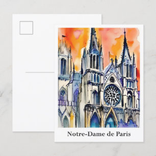 Notre-Dame de Paris Frankreich Aquarell Reise Postkarte