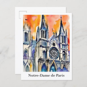 Notre-Dame de Paris Frankreich Wasserfarbenreise Postkarte