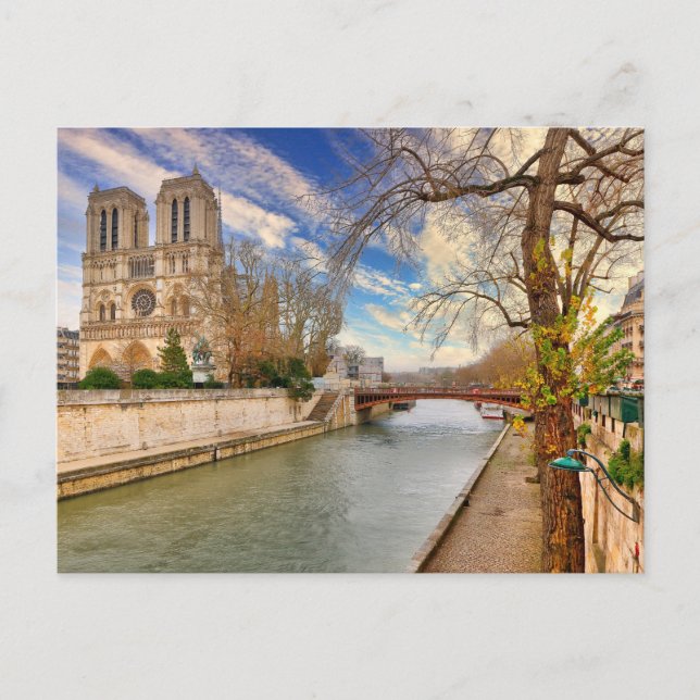 Notre-Dame de Paris Mittelalterliche Kathedrale Fr Postkarte (Vorderseite)