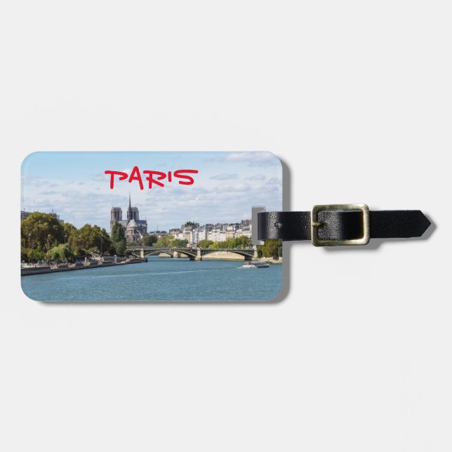 Notre Dame de Paris View von Pont d'Austerlitz Gepäckanhänger (Vorderseite horizontal)