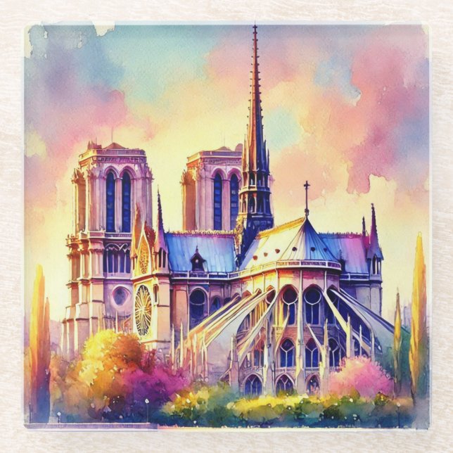 Notre-Dame-Feuer Glasuntersetzer (Vorderseite)