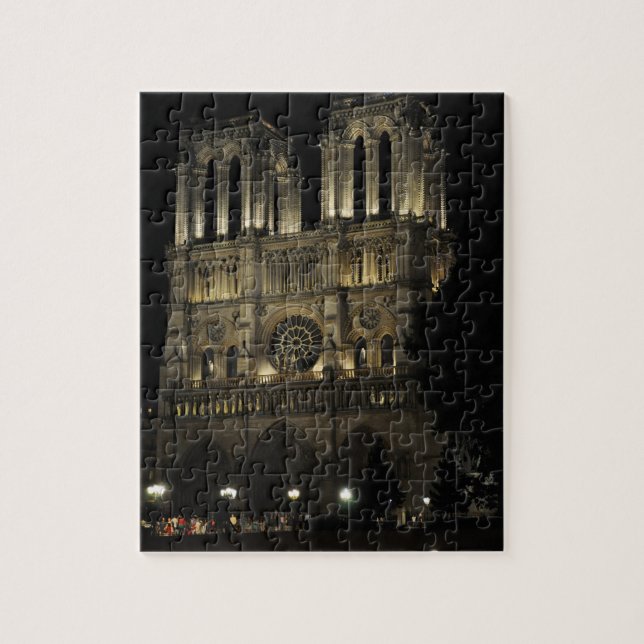 Notre Dame in der Nacht Puzzle (Vertikal)