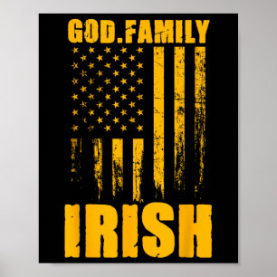 Notre Dame irisch Gott. Familie. Vintage-USA-Flagg Poster