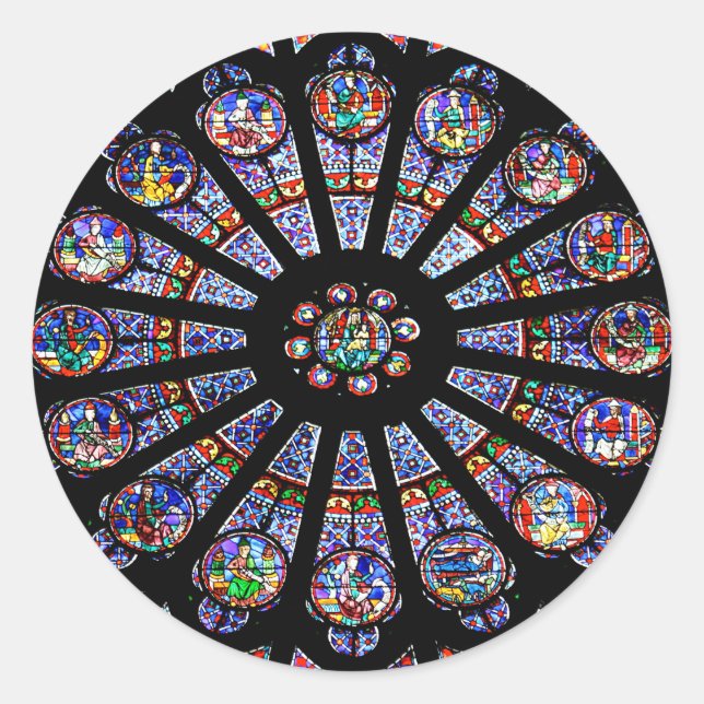 Notre-Dame Kathedrale farbenfroh gestanztes Glas Runder Aufkleber (Vorderseite)