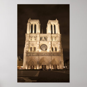 Notre Dame-Kathedrale nachts Poster