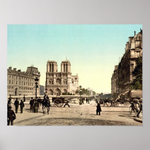 Notre-Dame-Kathedrale, Paris, Frankreich, Vintage Poster