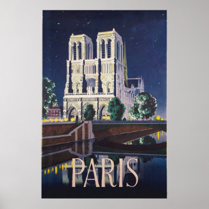 Notre-Dame-Kathedrale Paris Frankreich Vintage-Rei Poster