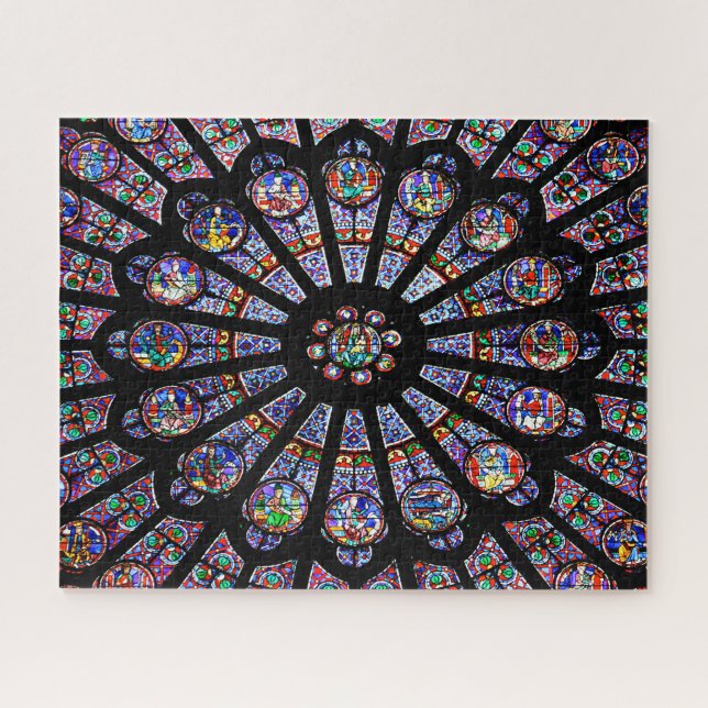 Notre-Dame-Kathedralen-buntes Buntglas Puzzle (Horizontal)