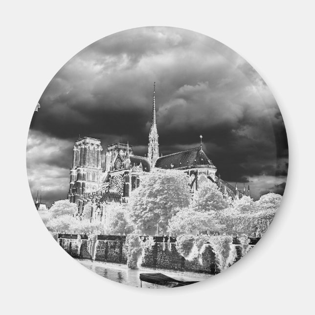 Notre Dame, Paris 4 b&w Magnet (Vorne)