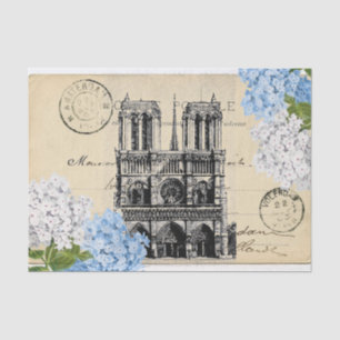 Notre Dame Paris Blue Blume Postcard Tissue Paper Seidenpapier