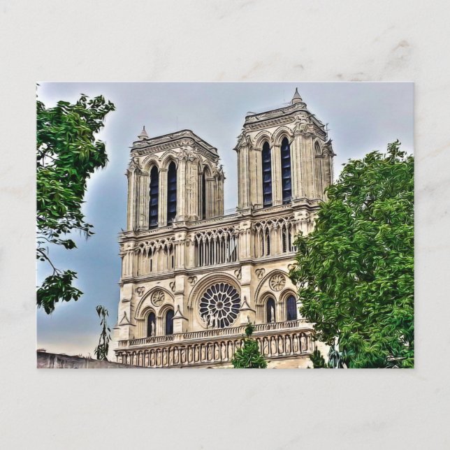 Notre-Dame, Paris, Digital Painting Postkarte (Vorderseite)