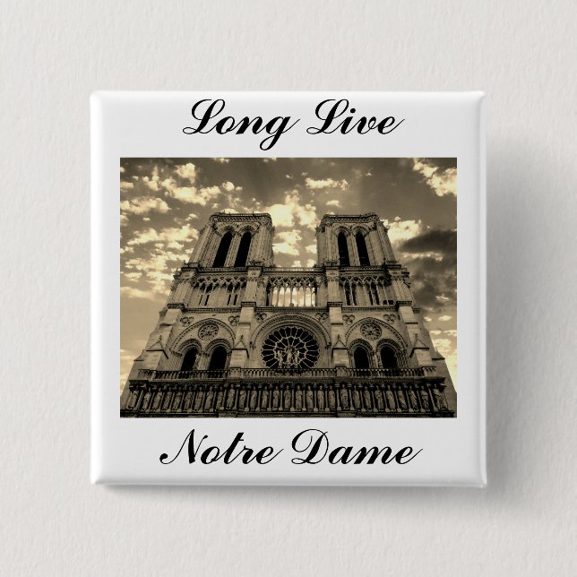 Notre Dame Paris Frankreich Kathedrale Long Live Button (Vorderseite)