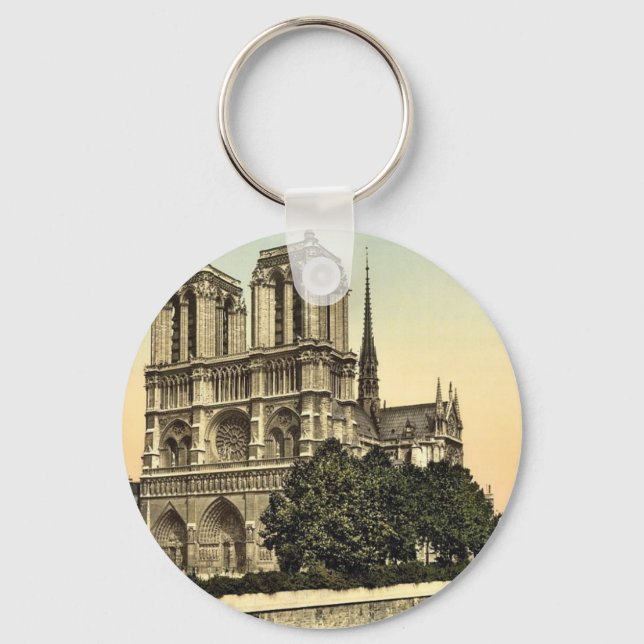 Notre Dame, Paris, Frankreich, klassischer Fotochr Schlüsselanhänger (Vorderseite)