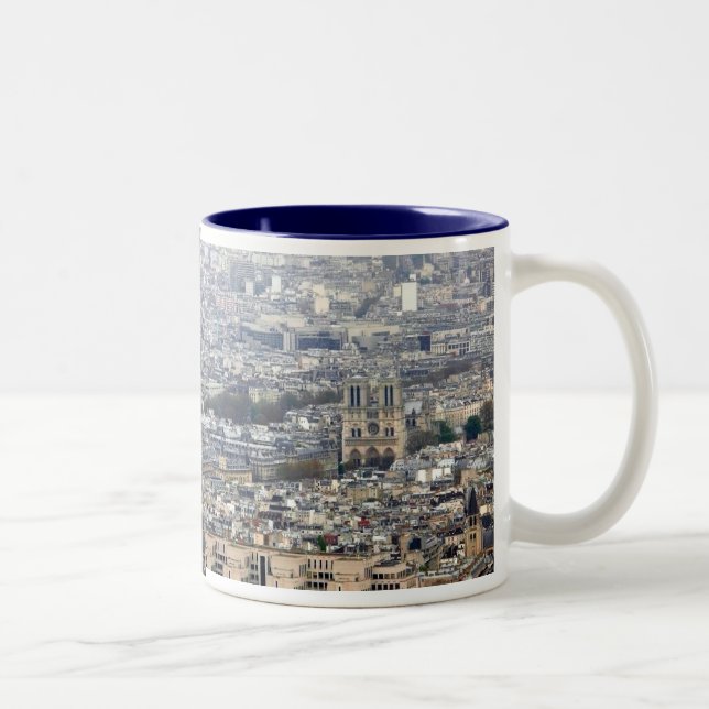 Notre Dame Paris Frankreich Zweifarbige Tasse (Rechts)