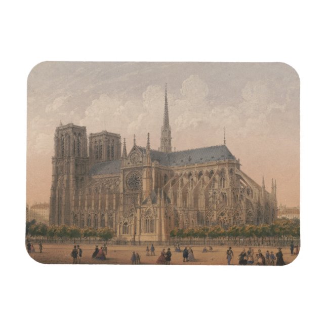 Notre Dame, Paris Lithograph von Charles Rivière Magnet (Horizontal)
