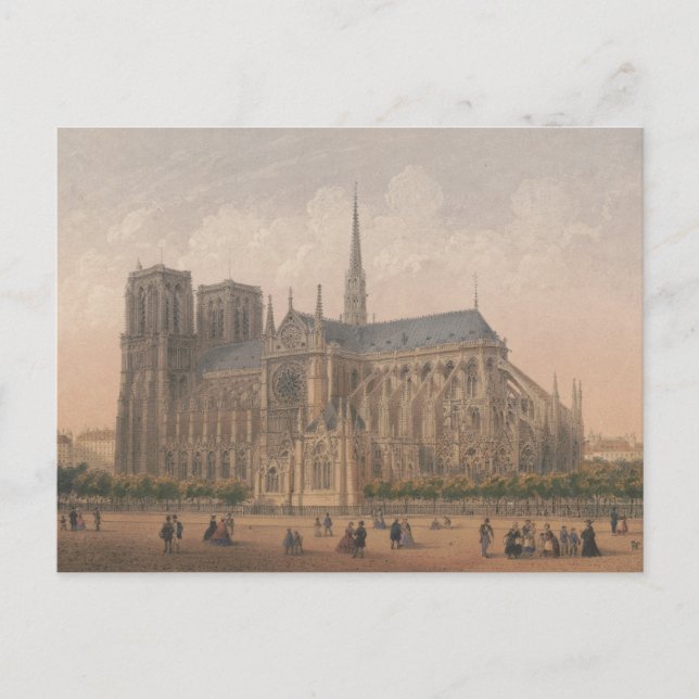 Notre Dame, Paris Lithograph von Charles Rivière Postkarte (Vorderseite)