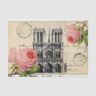 Notre Dame Paris Rosa Rosen Postkarten-Tissue-Papi Seidenpapier