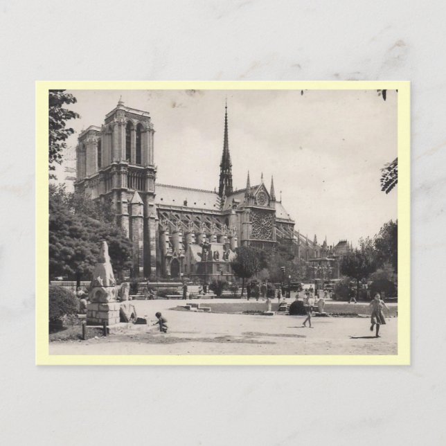 Notre Dame, Paris Vintag Postkarte (Vorderseite)