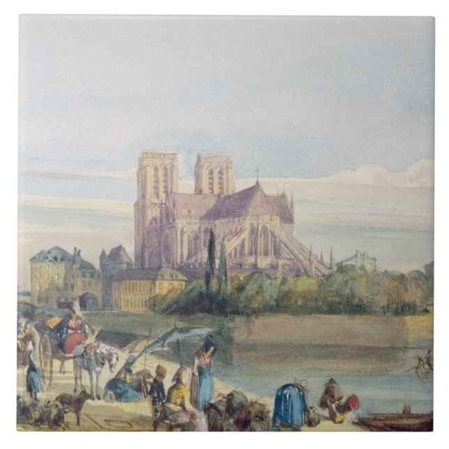 Notre Dame, Paris (w/c auf Papier) Fliese (Vorderseite)