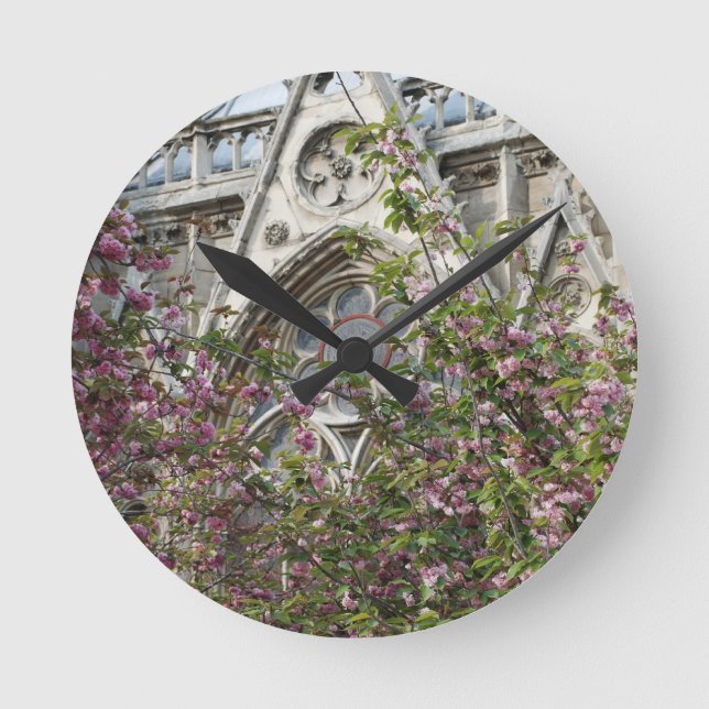 Notre Dame spring Runde Wanduhr (Vorderseite)