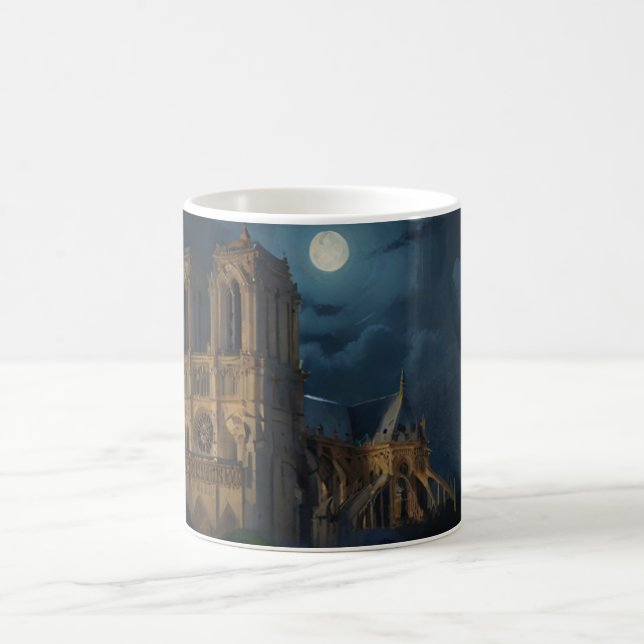 Notre Dame und Vollmond Art Kaffeetasse (Mittel)