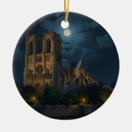 Notre Dame und Vollmond Art Keramik Ornament