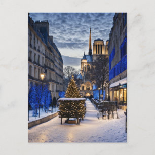 Notre Dame Winter Szene Postkarte