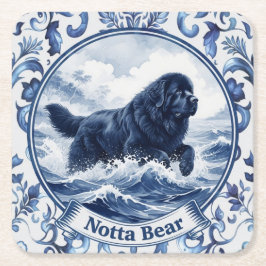 Notta Bear Delft Blue Neufundländer Rechteckiger Pappuntersetzer