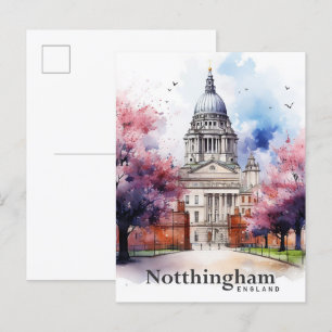 Nottingham England Aquarellmalerei Reise Postkarte