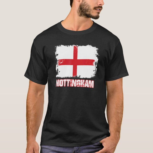 Nottingham England England Flagge Nottingham Flag T-Shirt (Vorderseite)