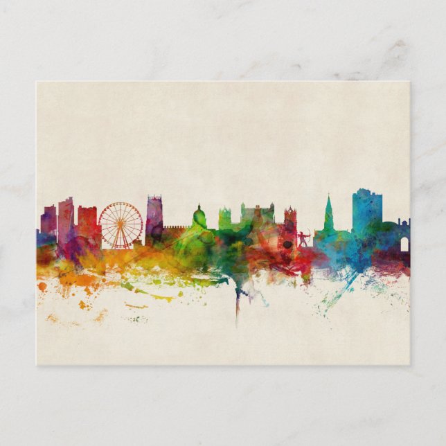 Nottingham England Skyline Postkarte (Vorderseite)