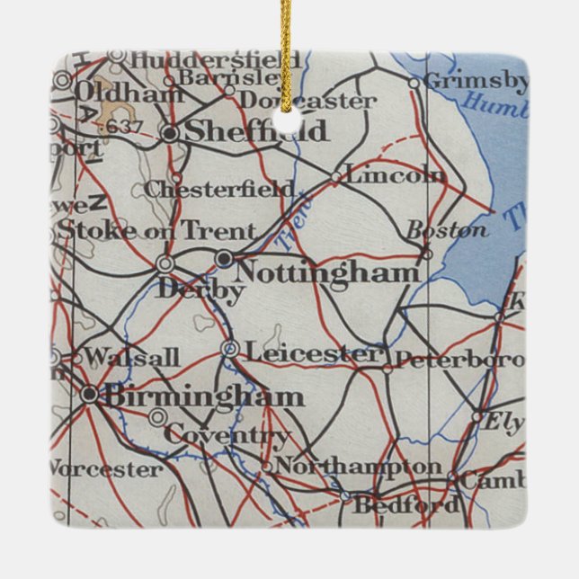 Nottingham England Vintage Karte Keramikornament (Rückseite)
