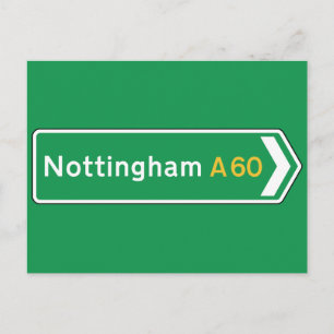 Nottingham, UK Road Sign Postkarte