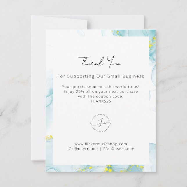 Nottingham Watercolor Business Dankeschön Karte (Rückseite)