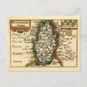 Nottinghamshire Landkreis England Alte antike Kart Postkarte