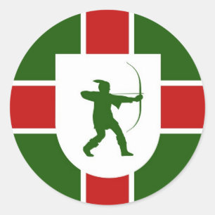 Nottinghamshire-Regionsflagge England Robin Hood Runder Aufkleber