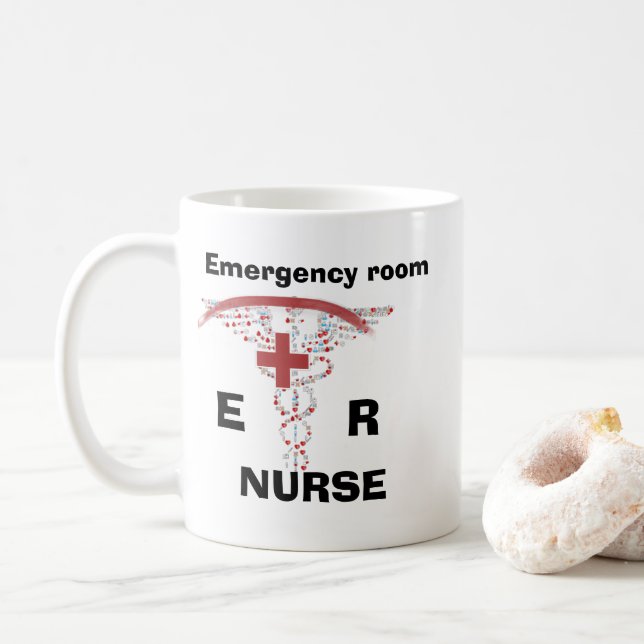 Notunterkunft, Krankenschwester und Krankenschwest Kaffeetasse (Mit Donut)