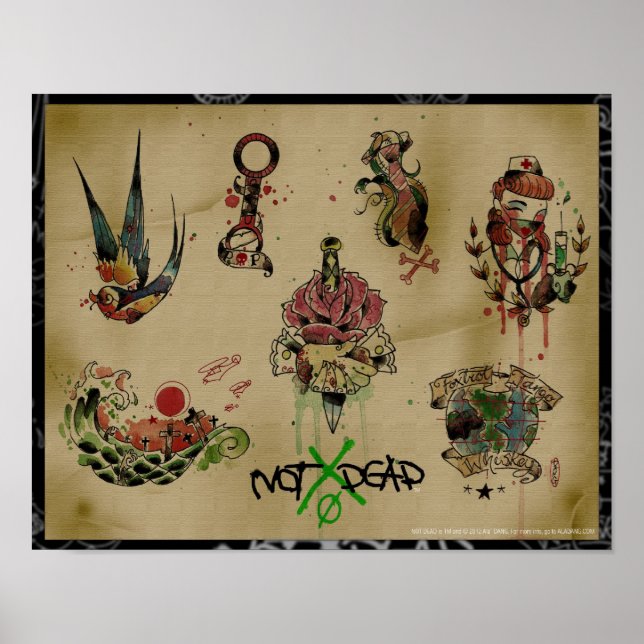 NOTxDEAD-Tattoo-Flash-Poster Poster (Vorne)